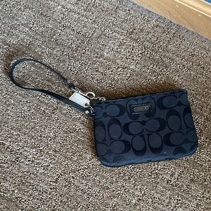 Coach Black Signature Canvas Wristlet with Detachable Strap
